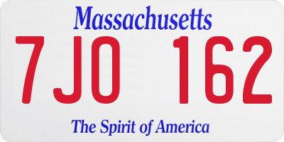 MA license plate 7JO162