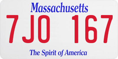 MA license plate 7JO167