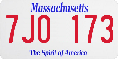 MA license plate 7JO173
