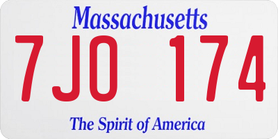 MA license plate 7JO174