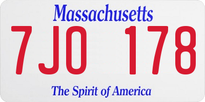 MA license plate 7JO178