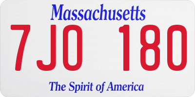 MA license plate 7JO180