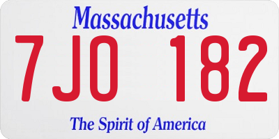 MA license plate 7JO182