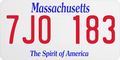 MA license plate 7JO183