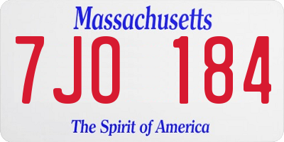 MA license plate 7JO184