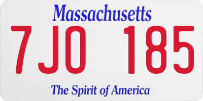 MA license plate 7JO185