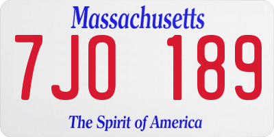 MA license plate 7JO189