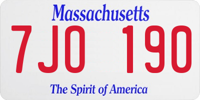 MA license plate 7JO190