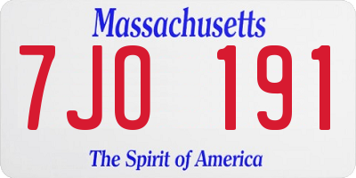 MA license plate 7JO191