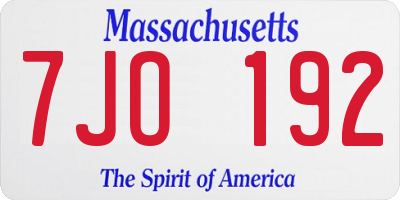 MA license plate 7JO192