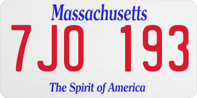 MA license plate 7JO193