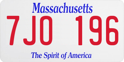 MA license plate 7JO196