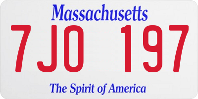 MA license plate 7JO197