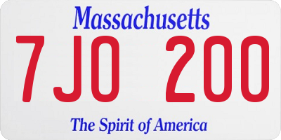 MA license plate 7JO200