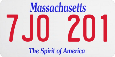MA license plate 7JO201