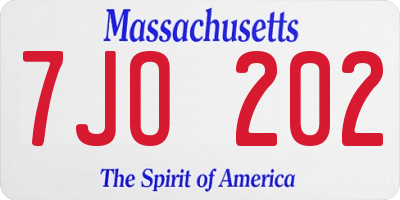 MA license plate 7JO202