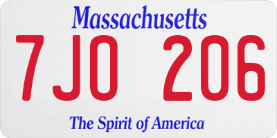 MA license plate 7JO206