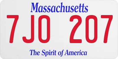 MA license plate 7JO207