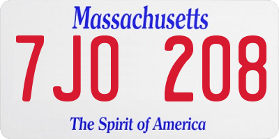 MA license plate 7JO208