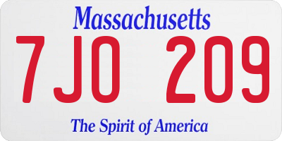 MA license plate 7JO209