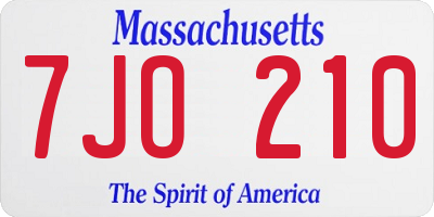 MA license plate 7JO210