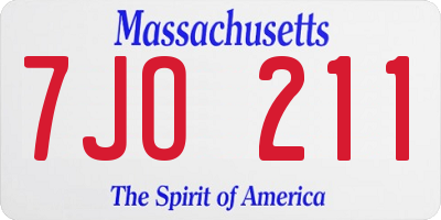 MA license plate 7JO211