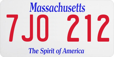 MA license plate 7JO212
