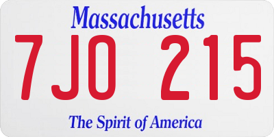 MA license plate 7JO215