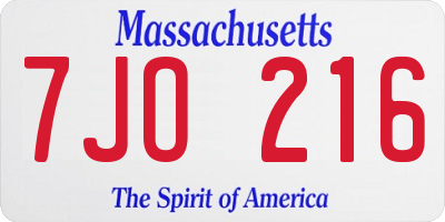 MA license plate 7JO216