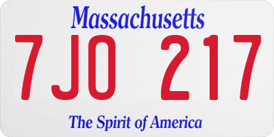 MA license plate 7JO217