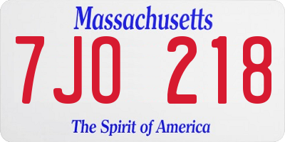 MA license plate 7JO218