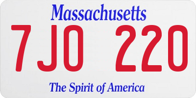 MA license plate 7JO220