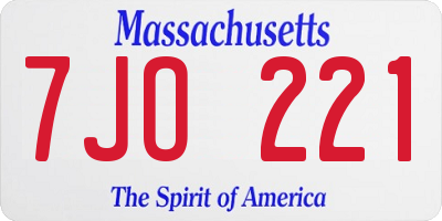 MA license plate 7JO221