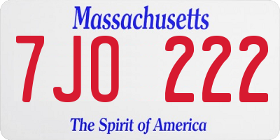 MA license plate 7JO222