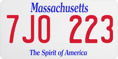 MA license plate 7JO223