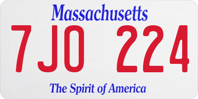 MA license plate 7JO224