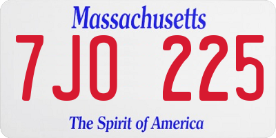 MA license plate 7JO225