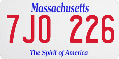 MA license plate 7JO226