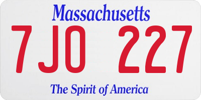 MA license plate 7JO227