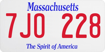 MA license plate 7JO228