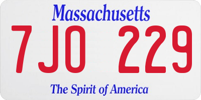 MA license plate 7JO229