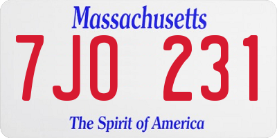 MA license plate 7JO231