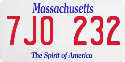 MA license plate 7JO232