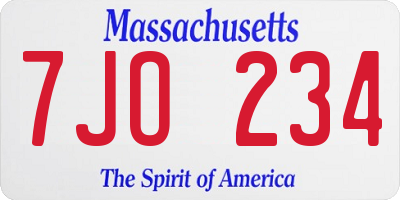 MA license plate 7JO234