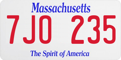 MA license plate 7JO235
