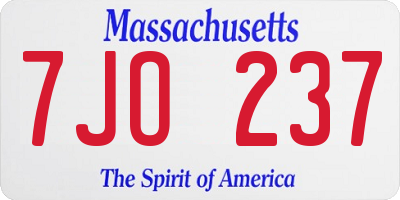 MA license plate 7JO237