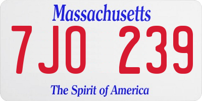 MA license plate 7JO239