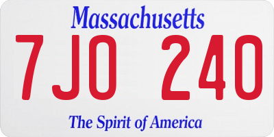 MA license plate 7JO240