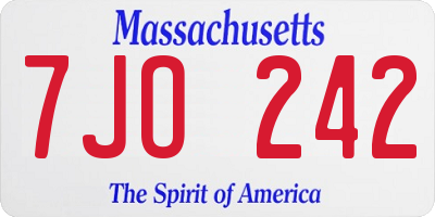 MA license plate 7JO242