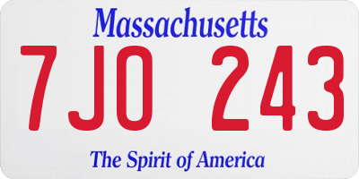 MA license plate 7JO243